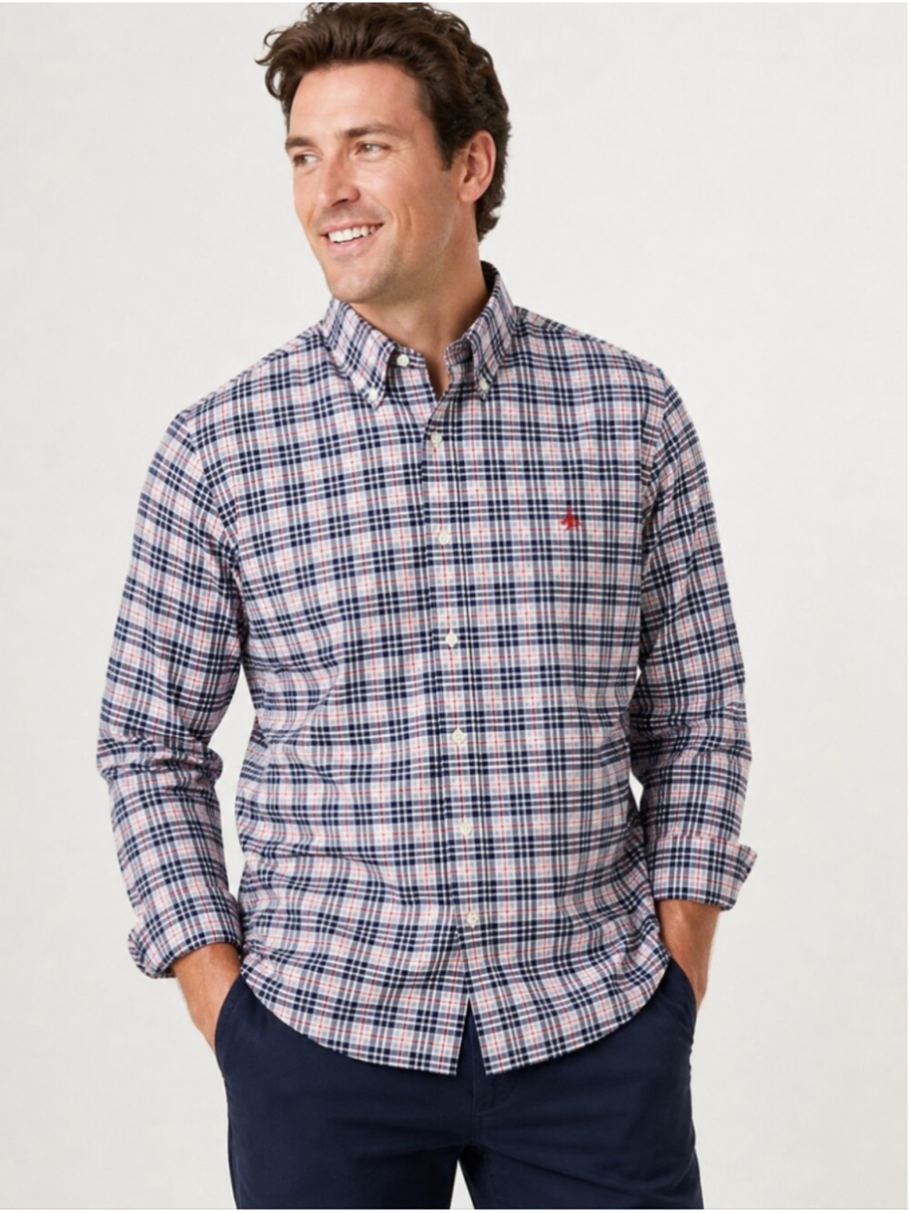 Brooks Brothers Madison Fit Plaid Button Down Shirt Men L Non Iron Supima Cotton
